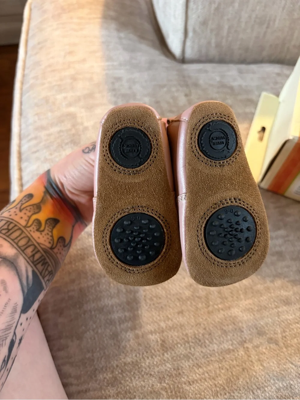 Livie & Luca Kids' Light Pink Shimmer Leather Shoes/ Sun-Sand Sandles size 0-6M